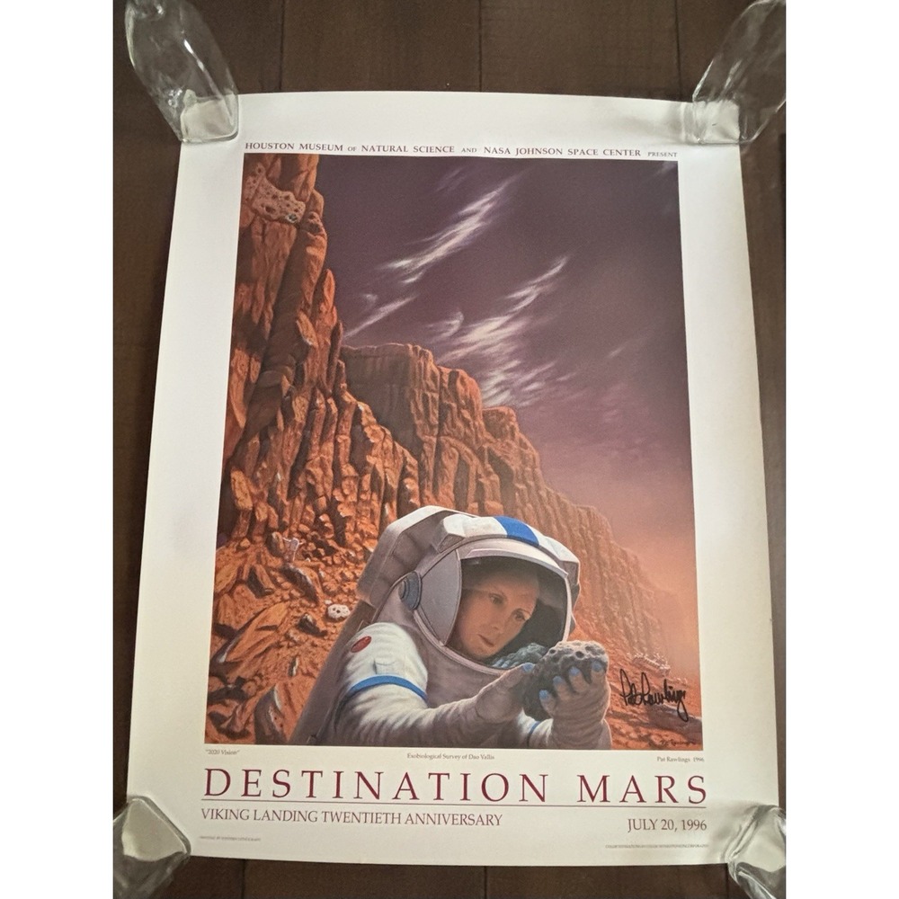 Pat Rawlings Destination Mars'Viking Landing 20th Anniversary Print Signed NASA